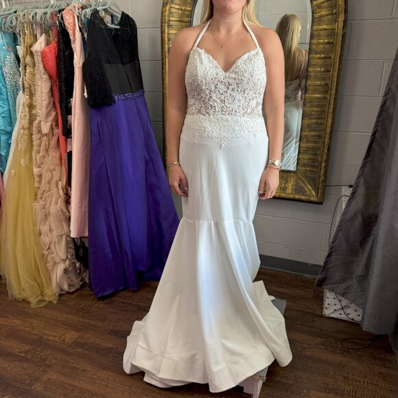 White Lace Bridal Formal Dress For Special Event Prom Homecoming Wedding Party - Picture 1 of 6
